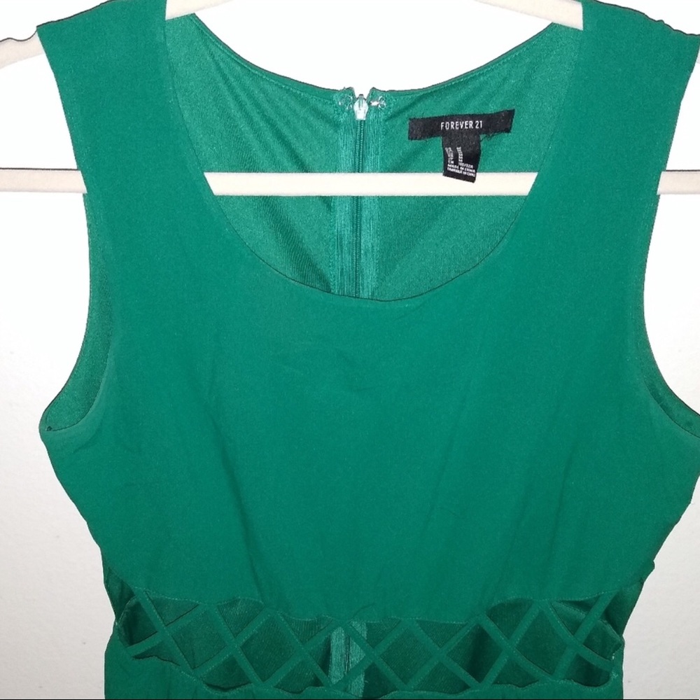 Emerald Green Lattice Peekaboo Cutout Party Dress